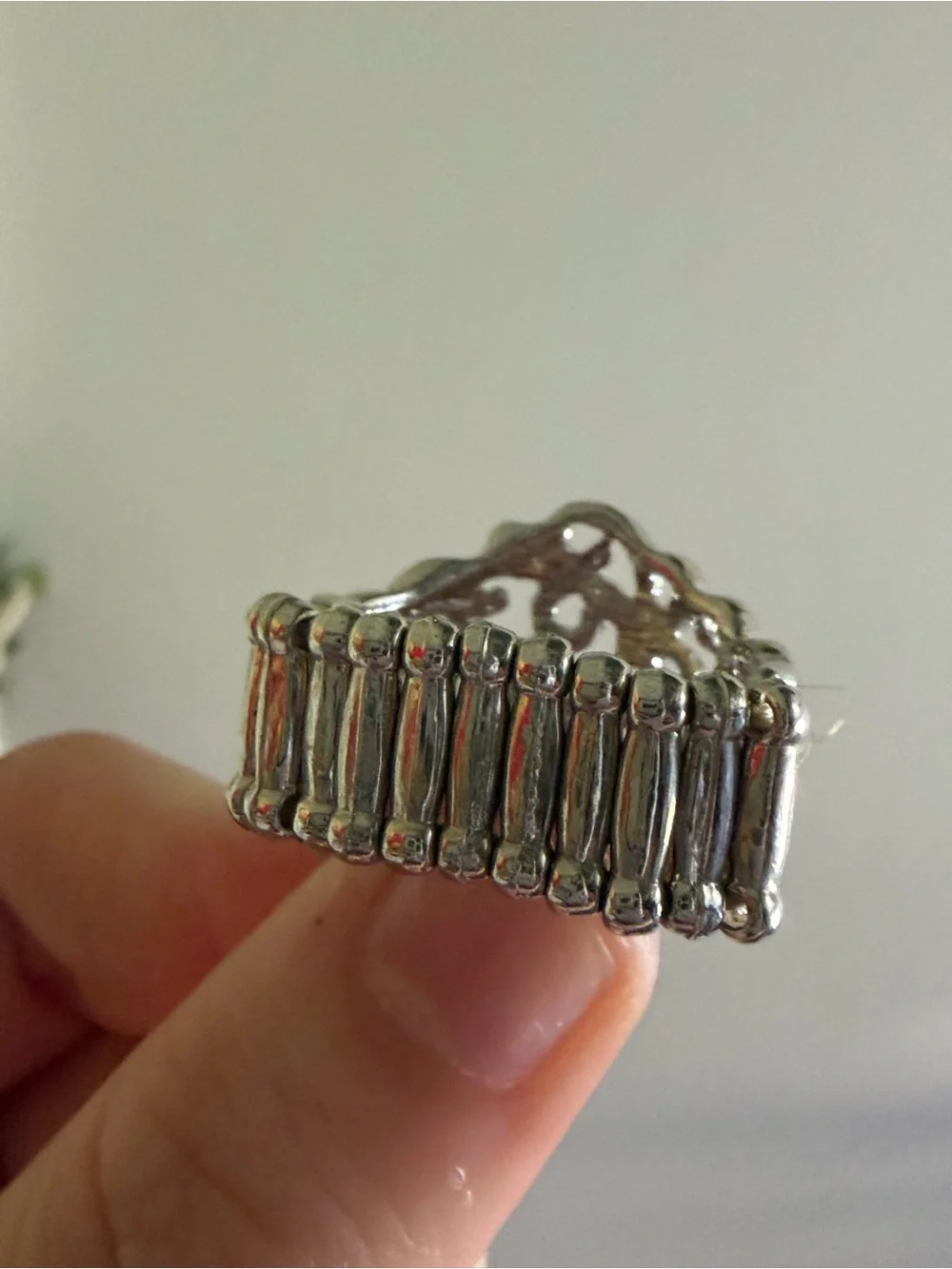 Silver Tone Filigree Scroll Stretch Ring Adjustable Statement Jewelry